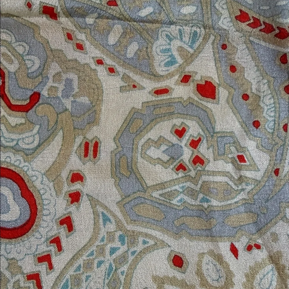 Vintage 100% Silk Paisley Scarf - Blue & Crimson - Hand Rolled Edges - Picture 5 of 13